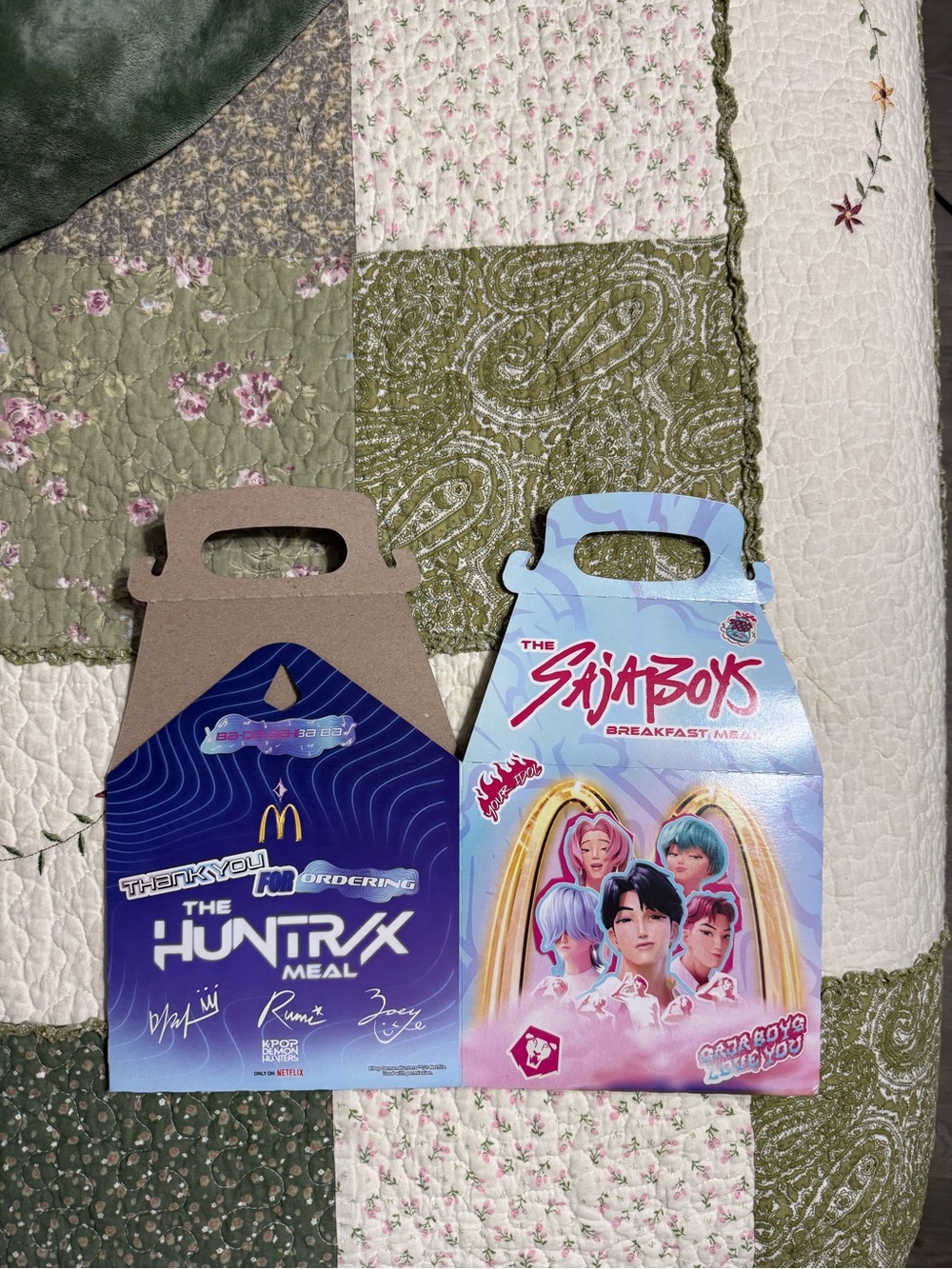 McDonald's Blue & Pink Themed Meal Boxes - Huntrix & SajiBoys
